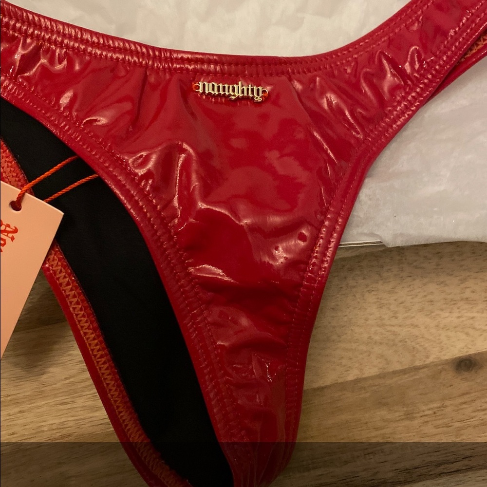Naughty Thoughts Pole dance sexy vinyl latex thong